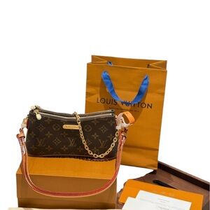 Louis Vuitton Monogram Crossbody Bag with Gold Accents